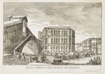 Uitzicht op de Rialtobrug, plaat uit De Gebouwen en Uitzichten van Venetië, 1703, 1750-53
